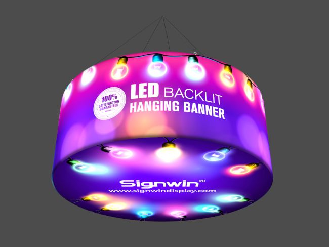 Custom Circular Tube Flamboyant LED Backlit Tradeshow Hanging Sign