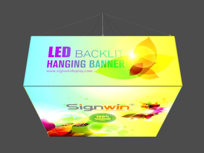 Custom Square Quad Flamboyant LED Backlit Tradeshow Hanging Sign